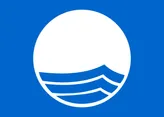 Blue flag certified logo, showing that Golden Bay is a blue flag certified beach